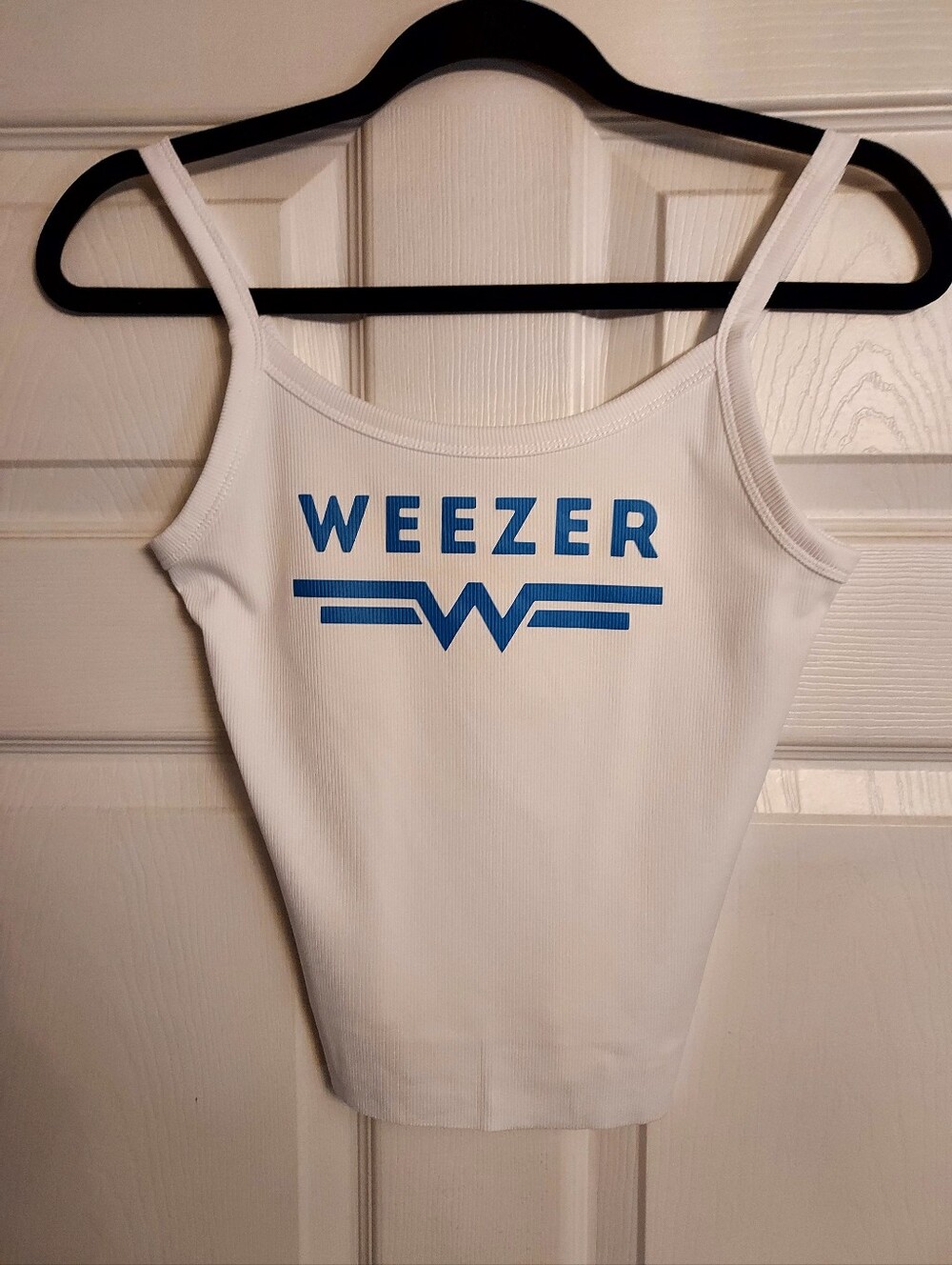 Weezer crop top weezer shirt weezer cropped tank top Blue w logo Wing Tank Top